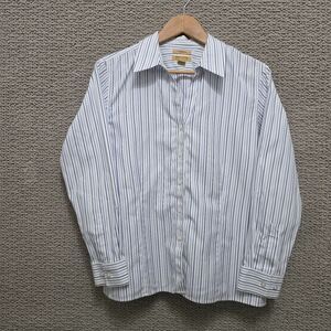 GOLD LABEL INVESTMENTS WOMEN'S Blue White Striped Non Iron Shirt Size 16P
